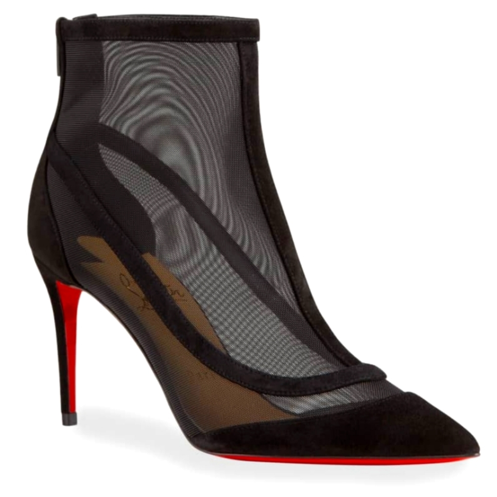 LIKE NEW! Christian Louboutin Gala Mesh Red Sole size 40.5 (10) Black Mesh